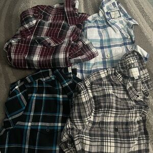 4 American Eagle Outfitters Men's Plaid Button-Down Shirts - Multicolor